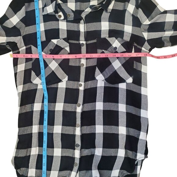 Sanctuary Anthro Womens Black & White Plaid Grunge Soft Boyfriend Shirt Medium - Picture 10 of 11